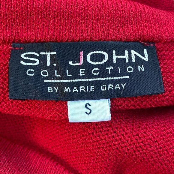 St. John Collection by Maria Gray Red Knit Sweater w/Black Beading. Small. EUC! - Picture 4 of 5
